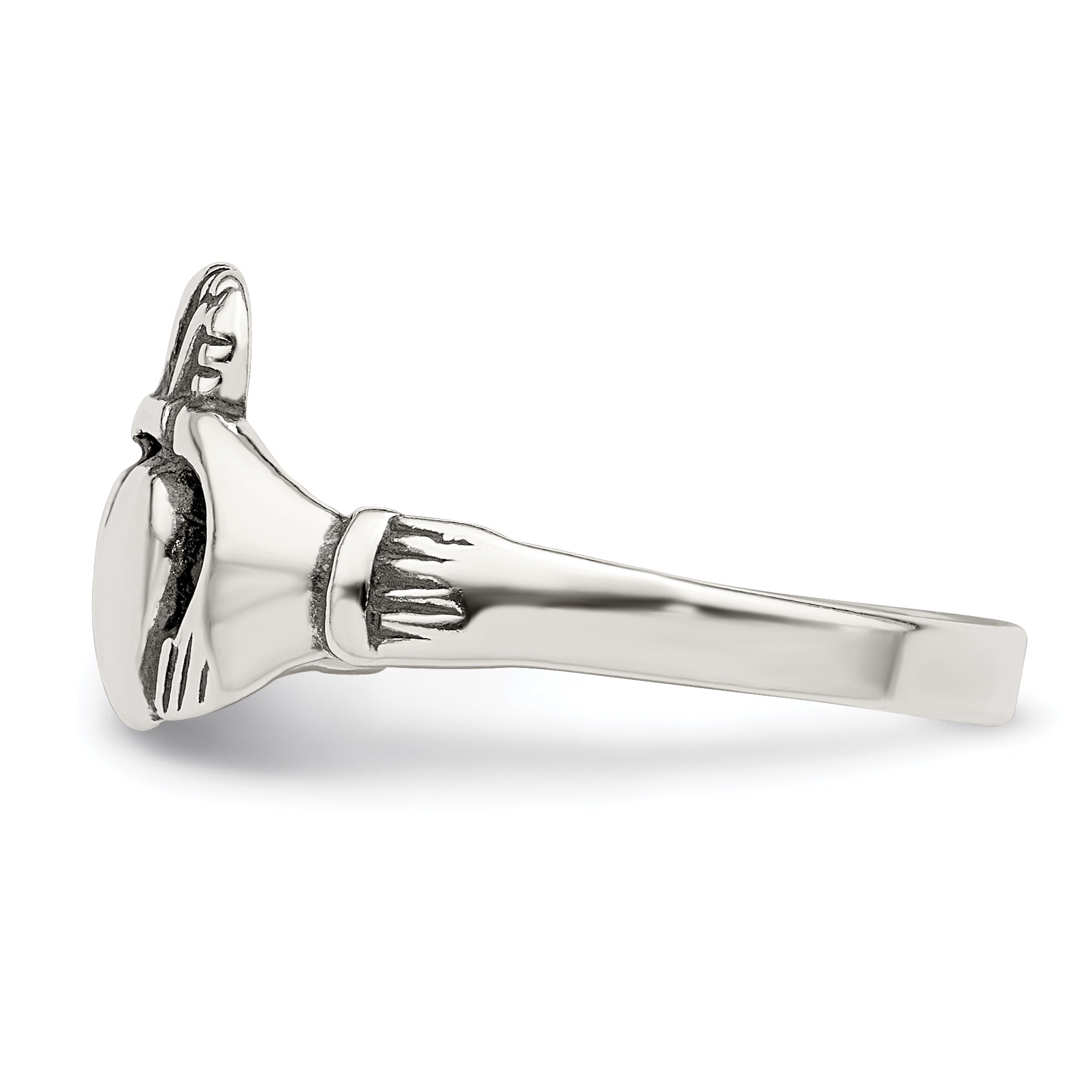 Sterling Silver Antiqued Claddagh Ring