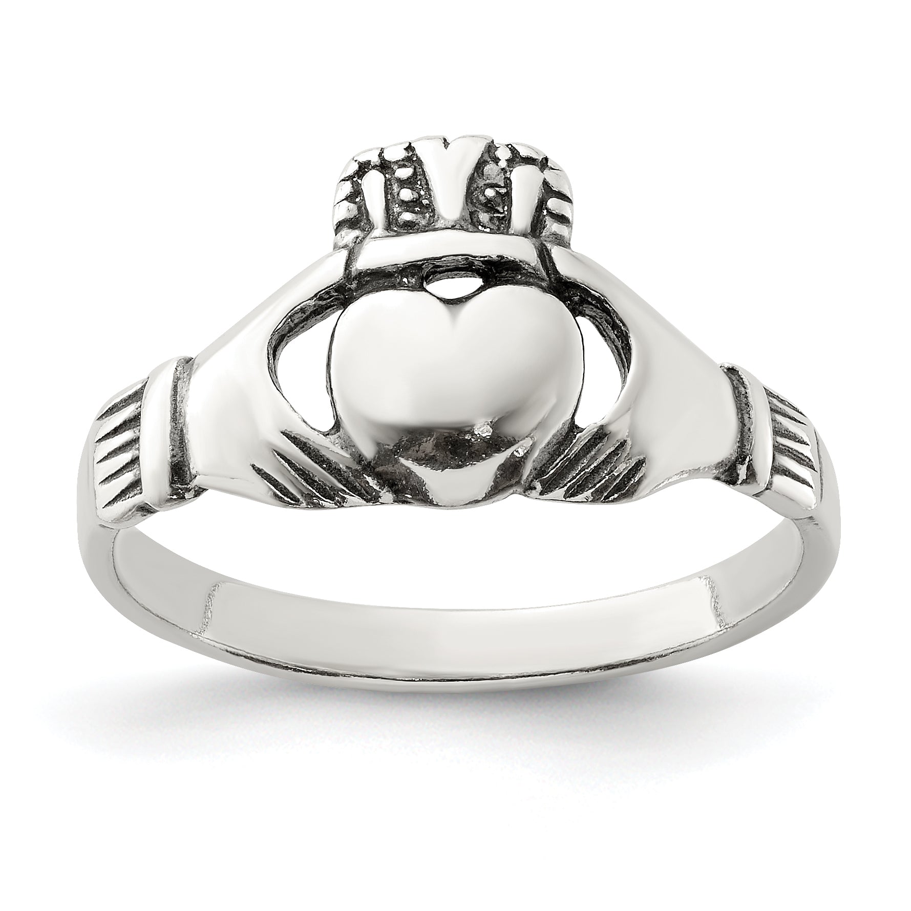 Sterling Silver Antiqued Claddagh Ring