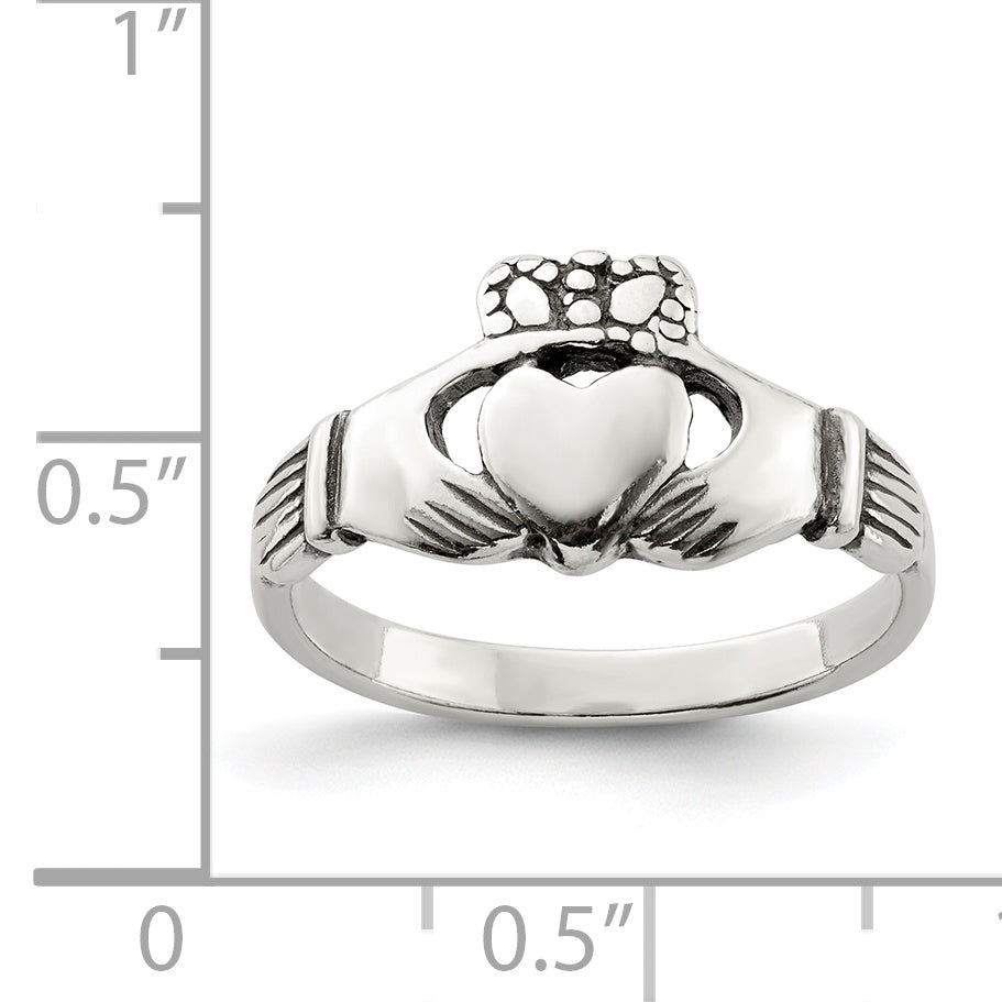 Sterling Silver Antiqued Claddagh Ring