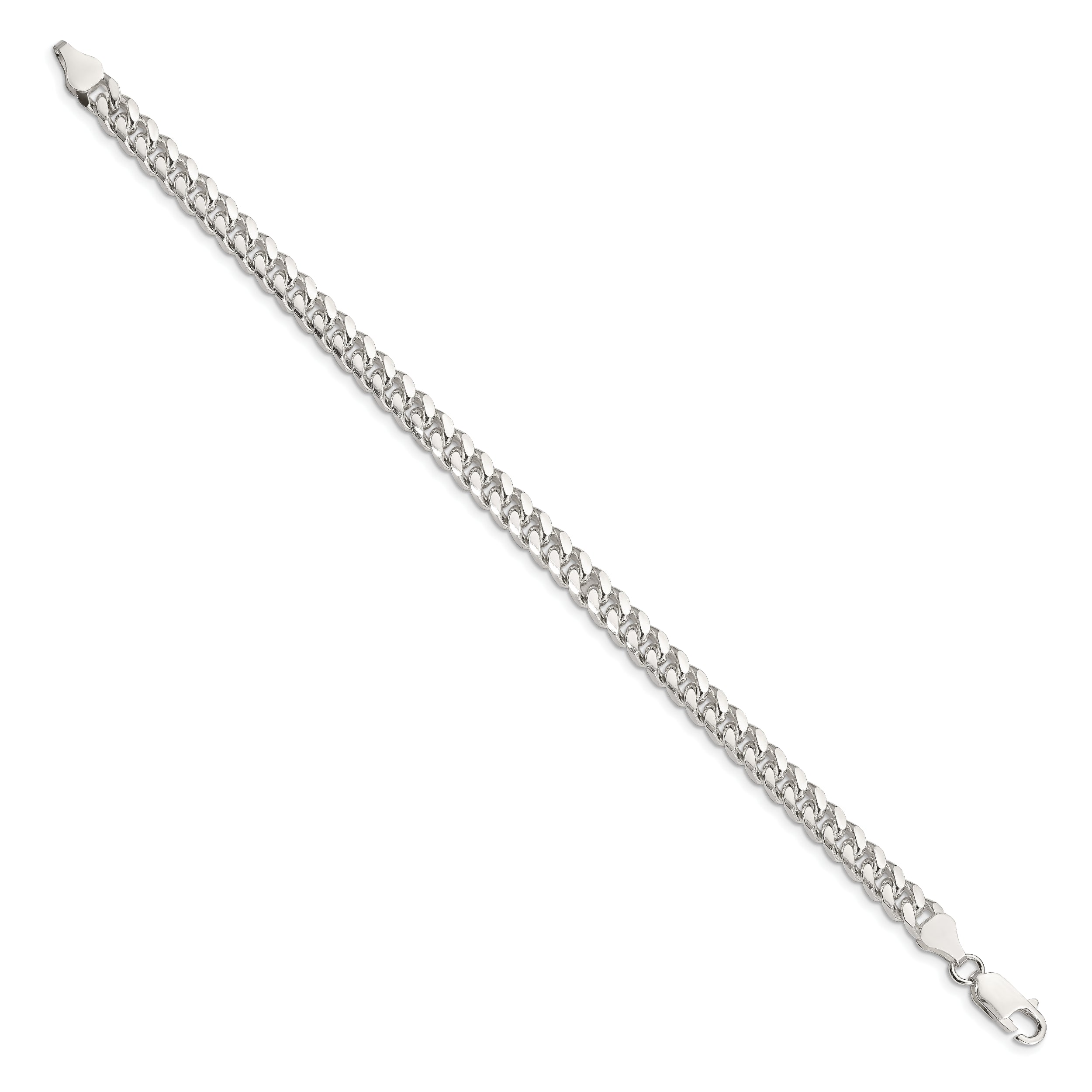 Sterling Silver 6mm Domed w/ Side D/C Curb Chain - 7