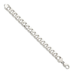 Sterling Silver 11mm Domed w/ Side D/C Curb Chain - 8