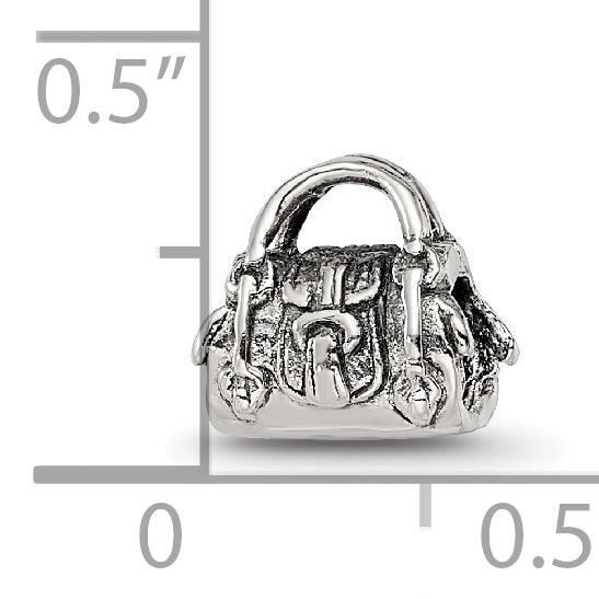 Sterling Silver 925 Kids Handbag Bead with Antiqued Finish
