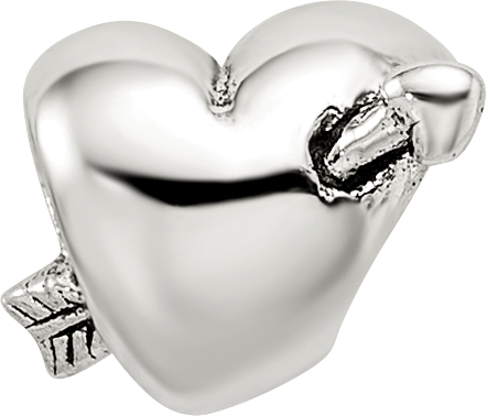 Sterling Silver 925 Kids Heart with Arrow Bead Antiqued Finish