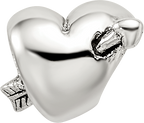 Sterling Silver 925 Kids Heart with Arrow Bead Antiqued Finish