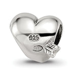 Sterling Silver 925 Kids Heart with Arrow Bead Antiqued Finish