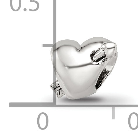 Sterling Silver 925 Kids Heart with Arrow Bead Antiqued Finish