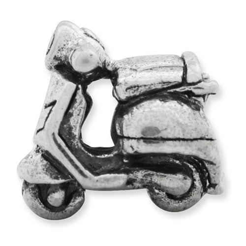 Sterling Silver Kids Scooter Bead with Antiqued Finish Solid Design
