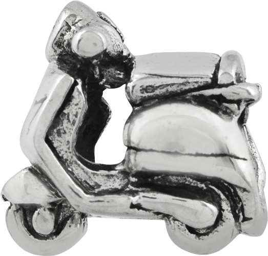 Sterling Silver Kids Scooter Bead with Antiqued Finish Solid Design