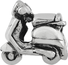 Sterling Silver Kids Scooter Bead with Antiqued Finish Solid Design