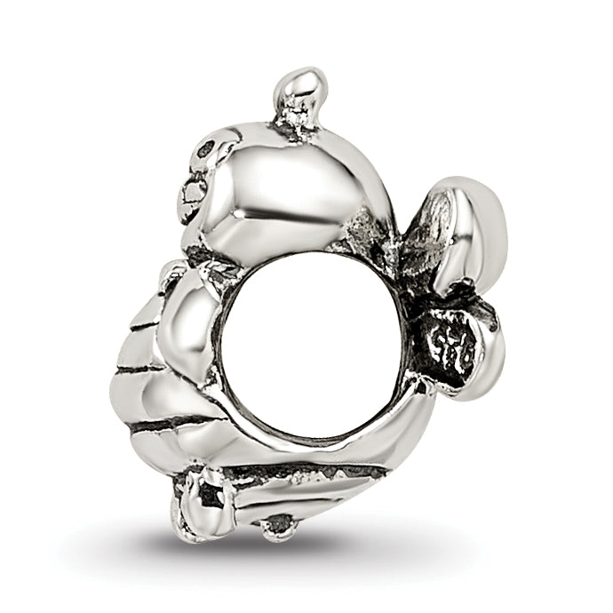 Sterling Silver 925 Kids Bumblebee Bead with Antiqued Finish Solid Design