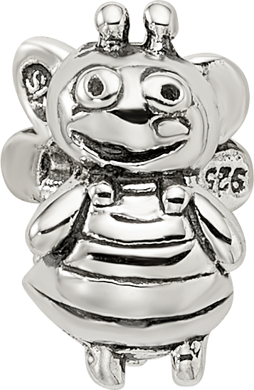 Sterling Silver 925 Kids Bumblebee Bead with Antiqued Finish Solid Design