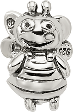 Sterling Silver 925 Kids Bumblebee Bead with Antiqued Finish Solid Design