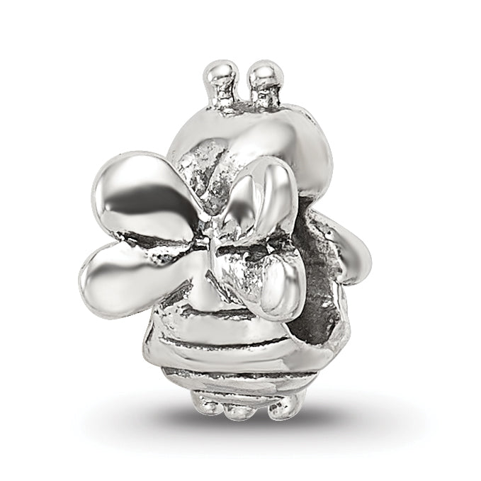 Sterling Silver 925 Kids Bumblebee Bead with Antiqued Finish Solid Design