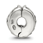 Sterling Silver 925 Antiqued Floral Clip Bead with Hinged Gripper Design