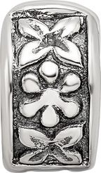 Sterling Silver 925 Antiqued Floral Clip Bead with Hinged Gripper Design