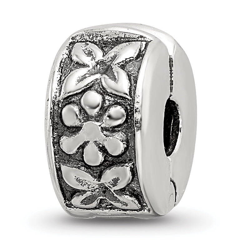 Sterling Silver Reflections Hinged Floral Clip Bead Main image