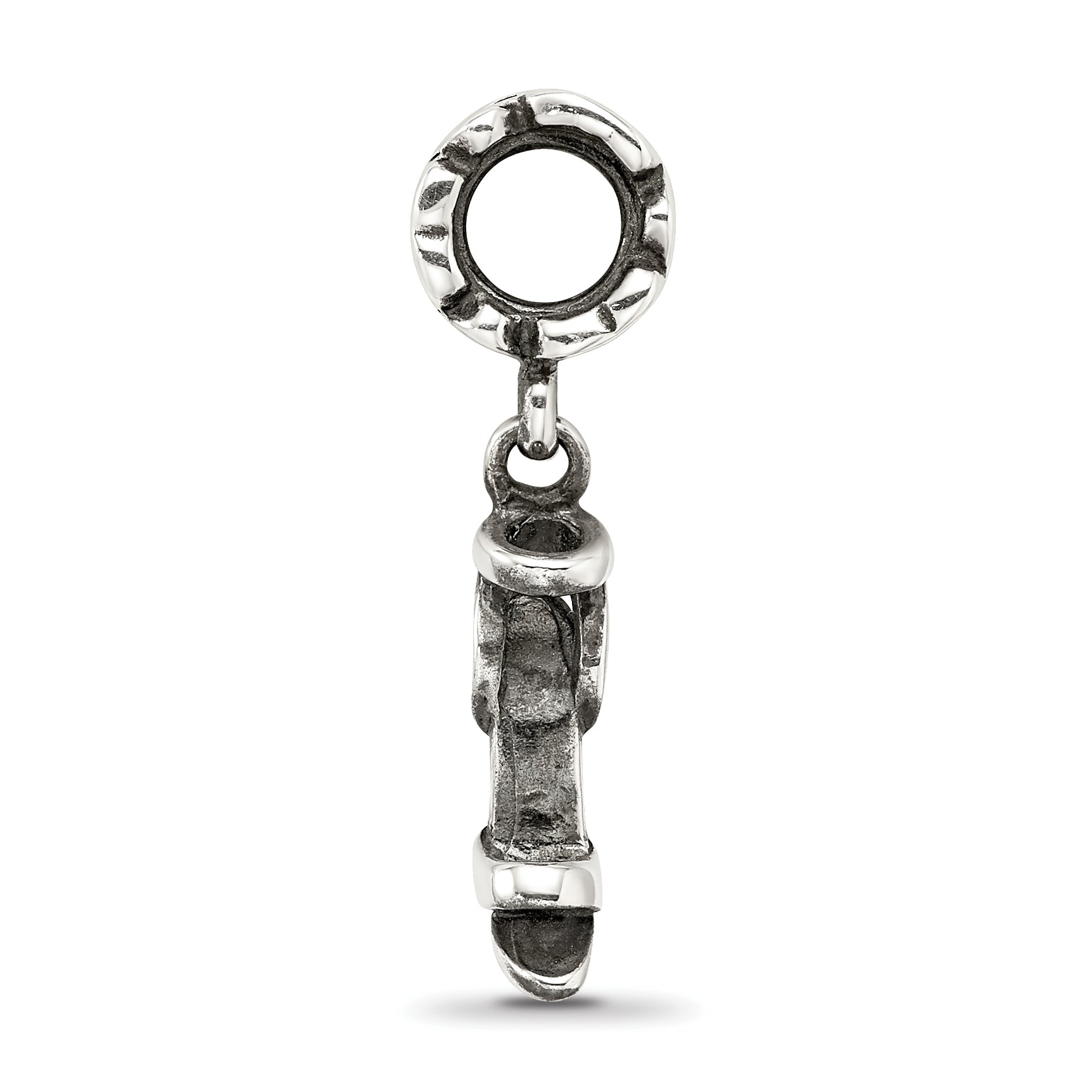 Sterling Silver 925 High Heel Dangle Bead with Antiqued Finish