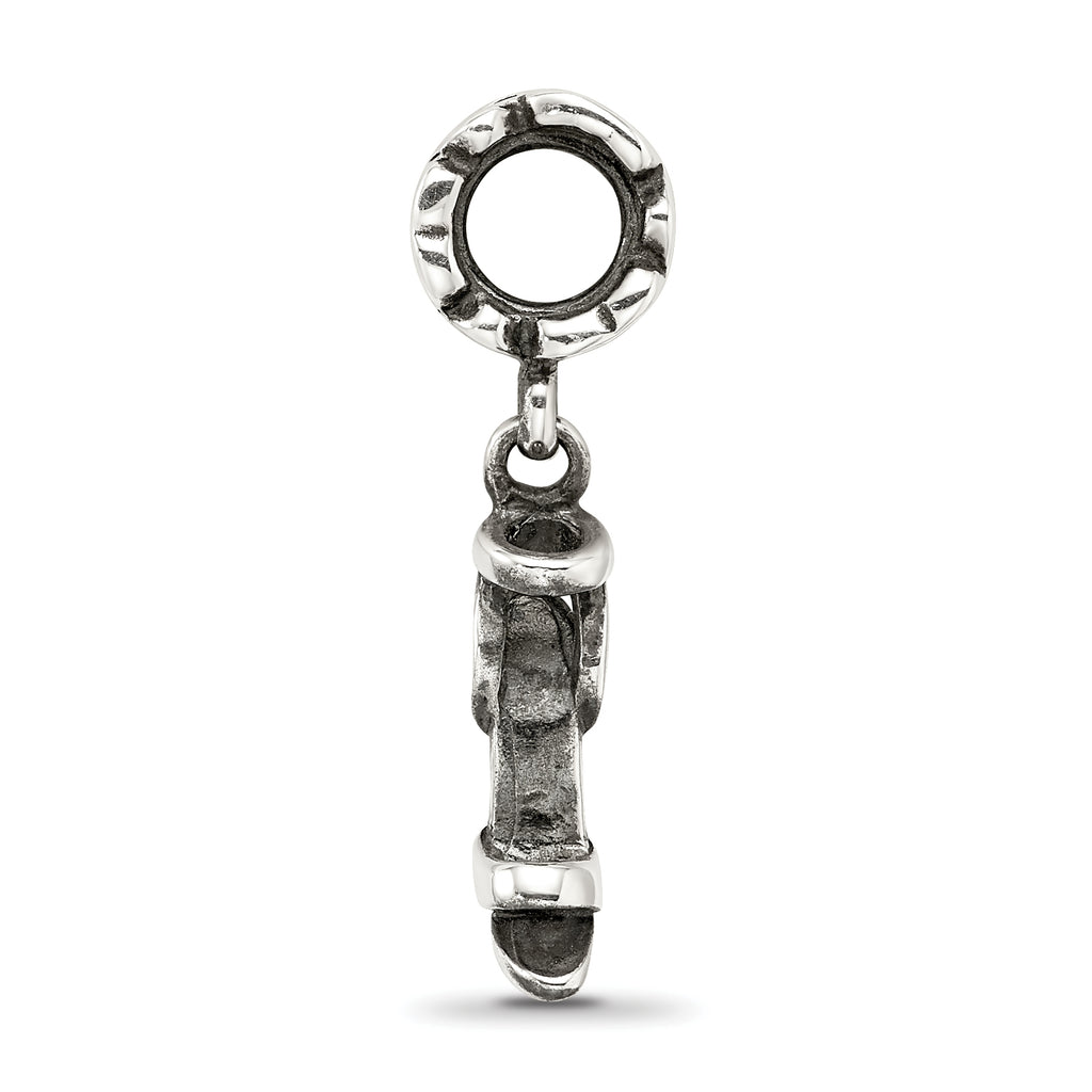 Sterling Silver 925 High Heel Dangle Bead with Antiqued Finish