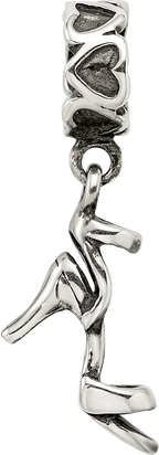 Sterling Silver 925 High Heel Dangle Bead with Antiqued Finish