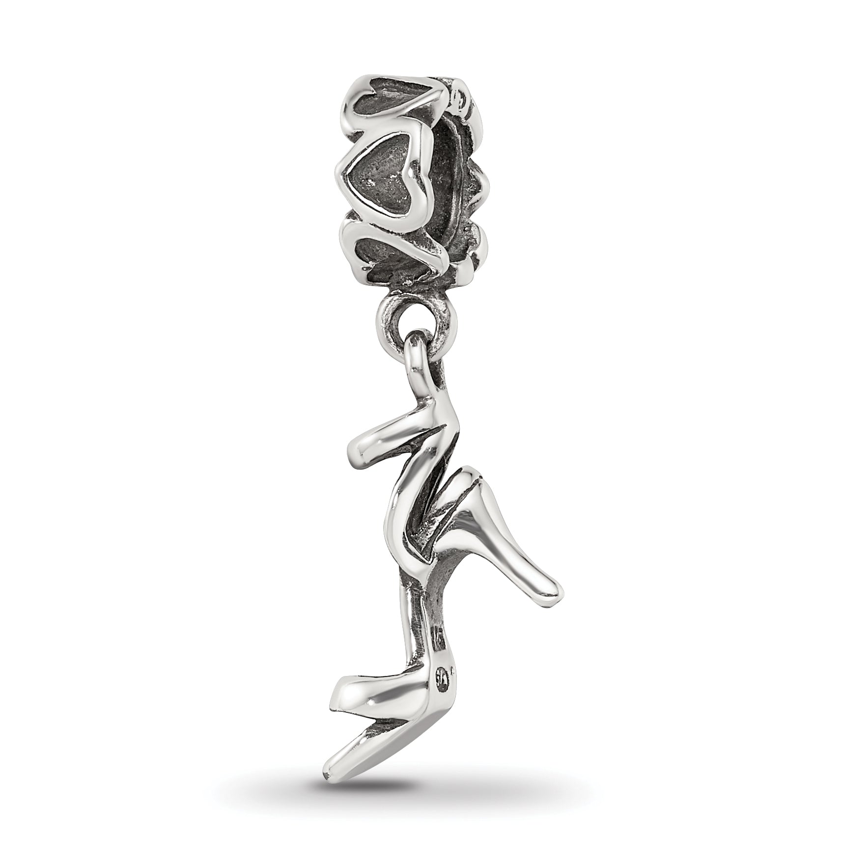 Sterling Silver 925 High Heel Dangle Bead with Antiqued Finish