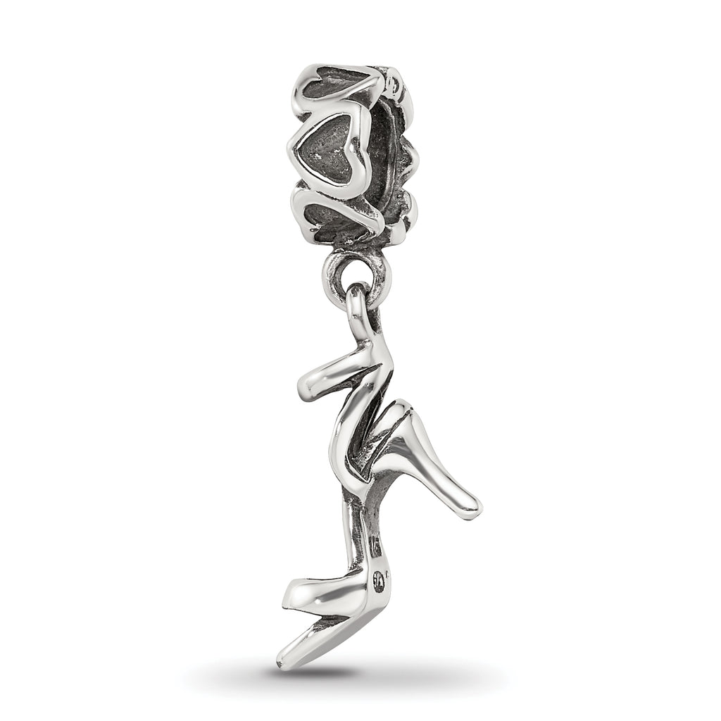 Sterling Silver 925 High Heel Dangle Bead with Antiqued Finish