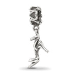 Sterling Silver 925 High Heel Dangle Bead with Antiqued Finish