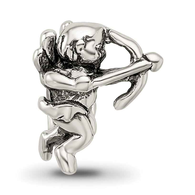 Sterling Silver 925 Cupid Bead with Antiqued Finish Solid Cast Design