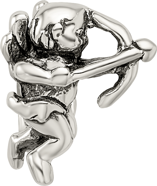 Sterling Silver 925 Cupid Bead with Antiqued Finish Solid Cast Design