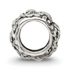 Sterling Silver 925 Floral and Leaves Bead with Antiqued Finish Solid Design