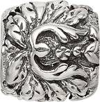 Sterling Silver 925 Floral and Leaves Bead with Antiqued Finish Solid Design