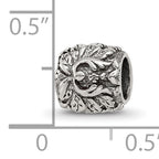 Sterling Silver 925 Floral and Leaves Bead with Antiqued Finish Solid Design