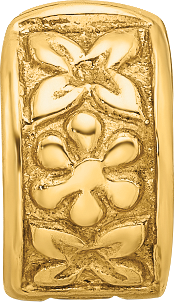 Sterling Silver Gold-Plated Floral Clip Bead with Polished Finish