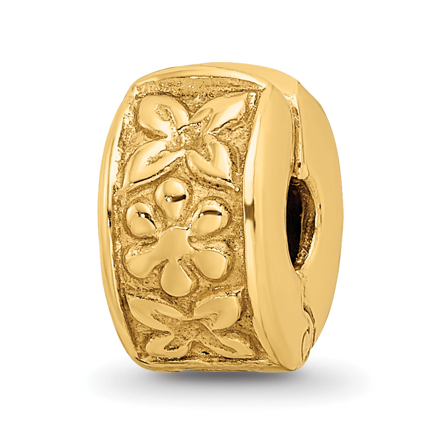 Sterling Silver Gold-plated Reflections Hinged Floral Clip Bead Main image