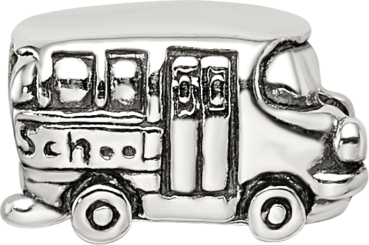 Sterling Silver 925 Kids Bus Bead with Antiqued Finish Solid Cast Design