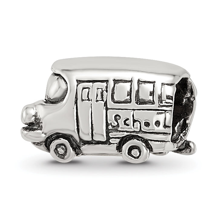 Sterling Silver 925 Kids Bus Bead with Antiqued Finish Solid Cast Design