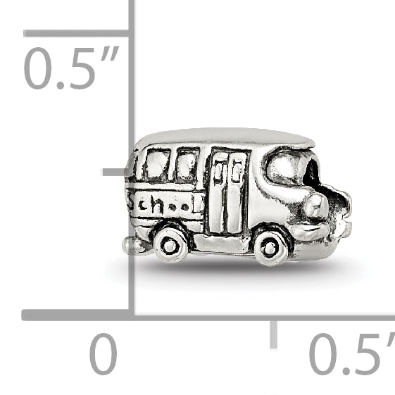 Sterling Silver 925 Kids Bus Bead with Antiqued Finish Solid Cast Design