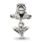Sterling Silver 925 Kids Swimsuit Bead with Antiqued Finish  Charming & Solid Design