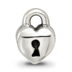 Sterling Silver 925 Kids Heart Lock Bead with Antiqued Finish Solid and Casted