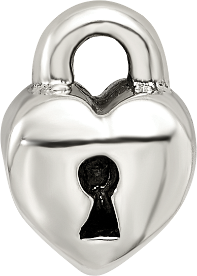 Sterling Silver 925 Kids Heart Lock Bead with Antiqued Finish Solid and Casted