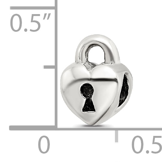 Sterling Silver 925 Kids Heart Lock Bead with Antiqued Finish Solid and Casted