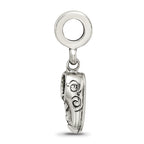 Sterling Silver 925 Baby Shoe Dangle Bead with Antiqued Finish