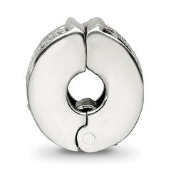 Sterling Silver 925 Antiqued Hinged Clip Bead with Dotted Design