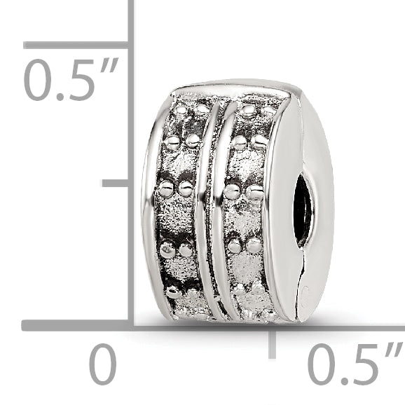 Sterling Silver 925 Antiqued Hinged Clip Bead with Dotted Design
