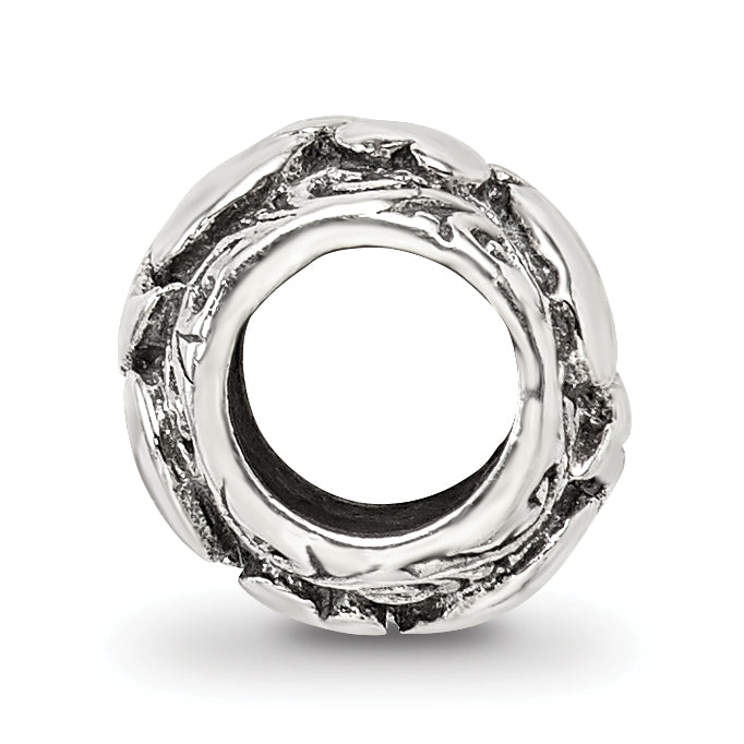 Sterling Silver 925 Hearts Bead with Antiqued Finish Solid Cast Design