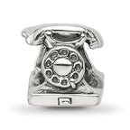 Sterling Silver 925 Antiqued Telephone Bead with Solid Cast Design