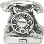 Sterling Silver 925 Antiqued Telephone Bead with Solid Cast Design