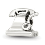 Sterling Silver 925 Antiqued Telephone Bead with Solid Cast Design