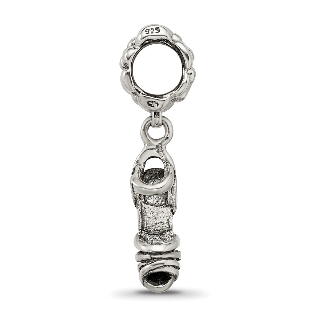 Sterling Silver 925 High Heel Dangle Bead with Antiqued Finish