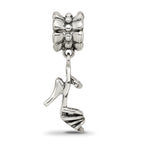 Sterling Silver 925 High Heel Dangle Bead with Antiqued Finish