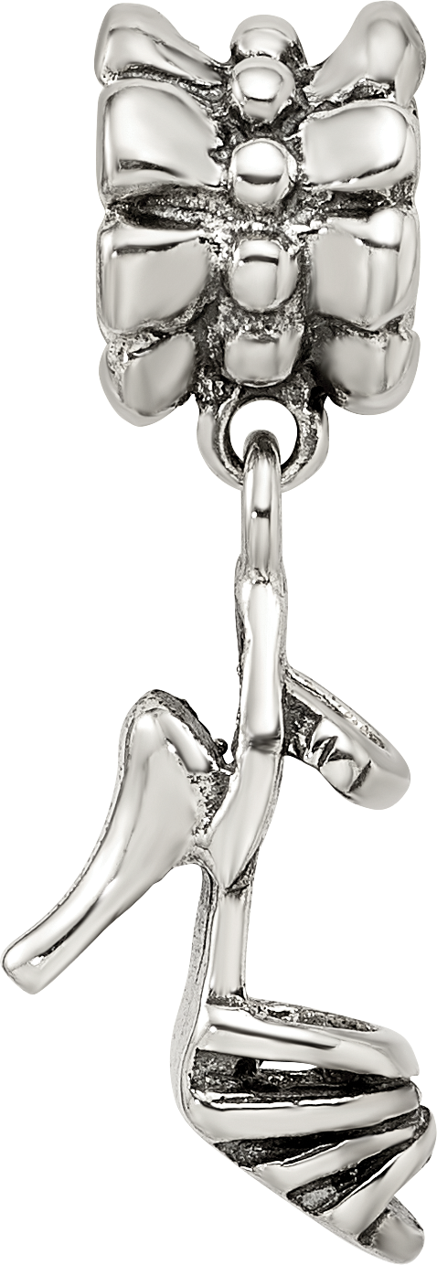 Sterling Silver 925 High Heel Dangle Bead with Antiqued Finish